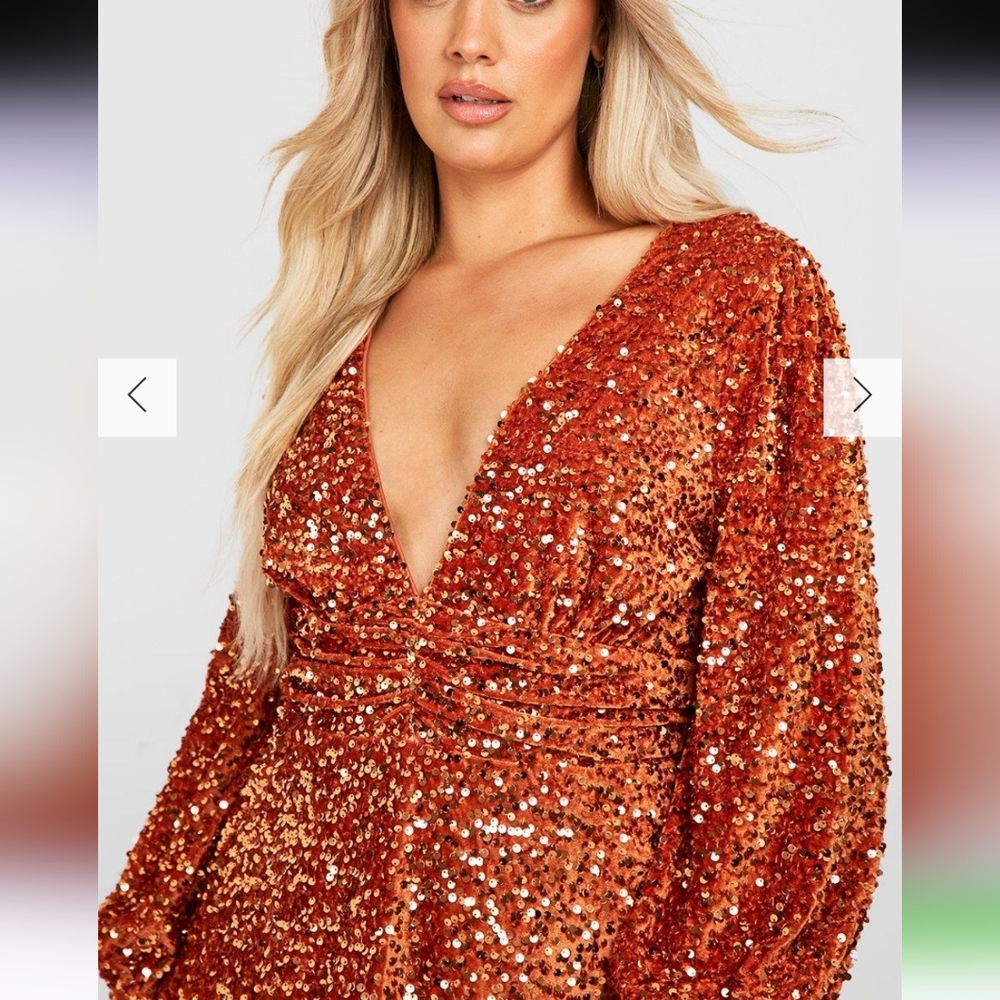 Long sleeve sequin skater dress